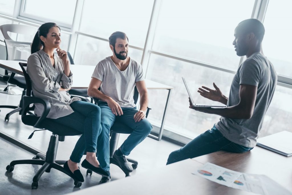 Our shopify website development team discussing plans